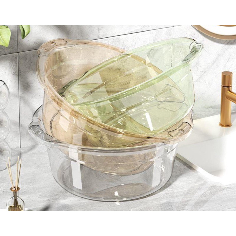 Combo 3 Thau Nhựa Trong Suốt Đựng Đồ Giặt Đồ Dùng Đễ Rữa Rau Có Tay Cầm