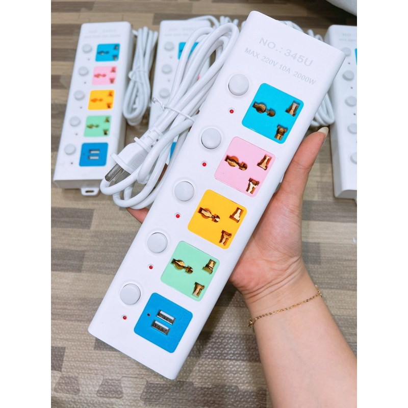 Ổ Điện Mẫu Mới Có Lỗ Cắm Usb 2300W Dây Dài 1m5