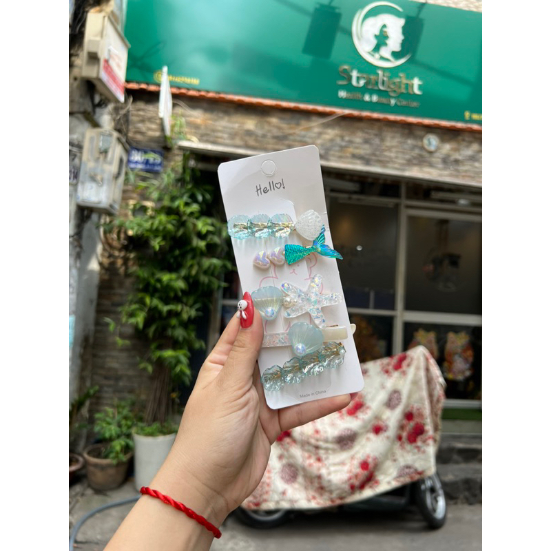 Set 5 Kẹp Sò Sao Biển Phong Cách Đại Dương Tươi Trẻ Sang Trọng Dành Cho Mọi Lứa Tuổi