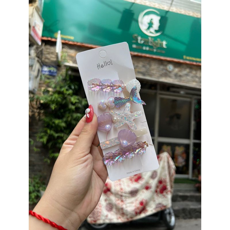 Set 5 Kẹp Sò Sao Biển Phong Cách Đại Dương Tươi Trẻ Sang Trọng Dành Cho Mọi Lứa Tuổi