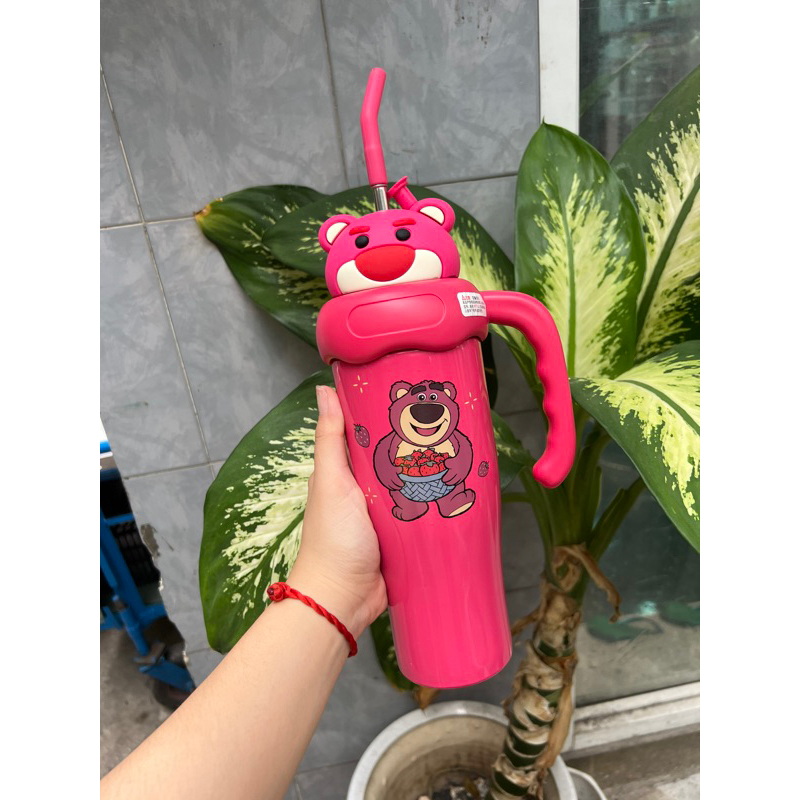 Ly Giữ Nhiệt Cao Cấp 900ml Có Tay Cầm Kèm Nắp Hình Thú Có Nút Đậy Chống Bụi Bẩn