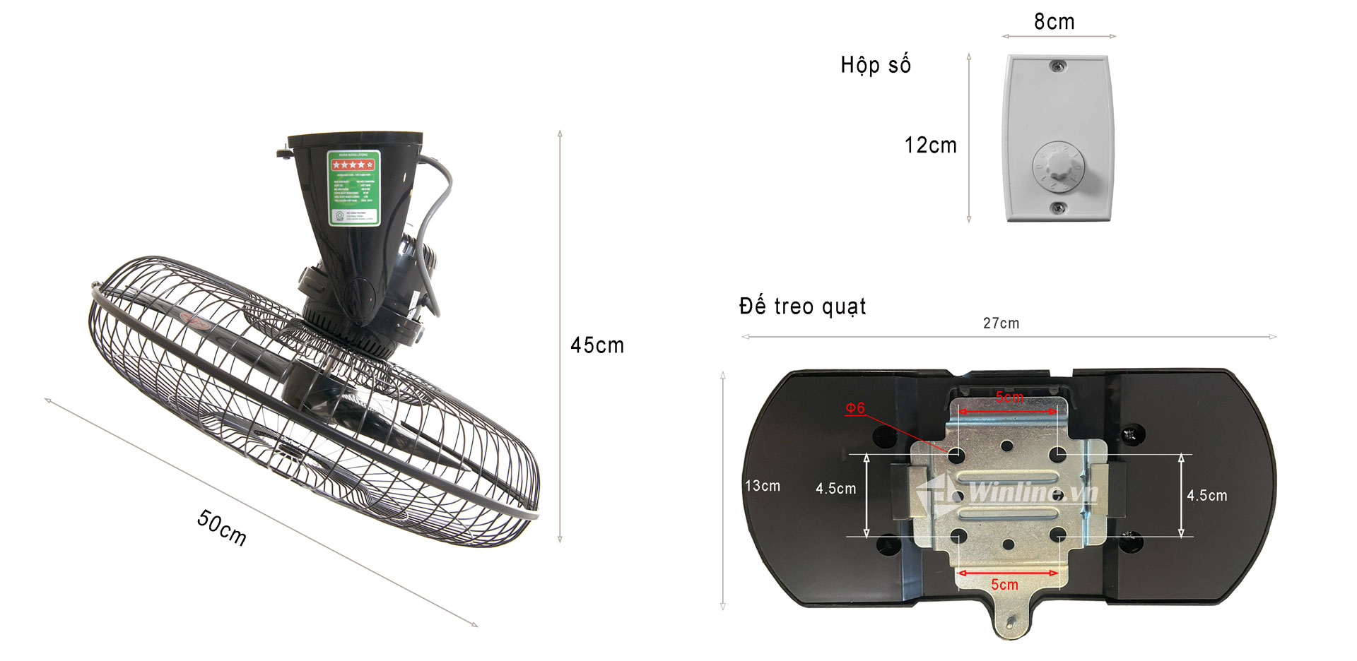 Quạt đảo trần chinghai HB-918B, cánh 450mm