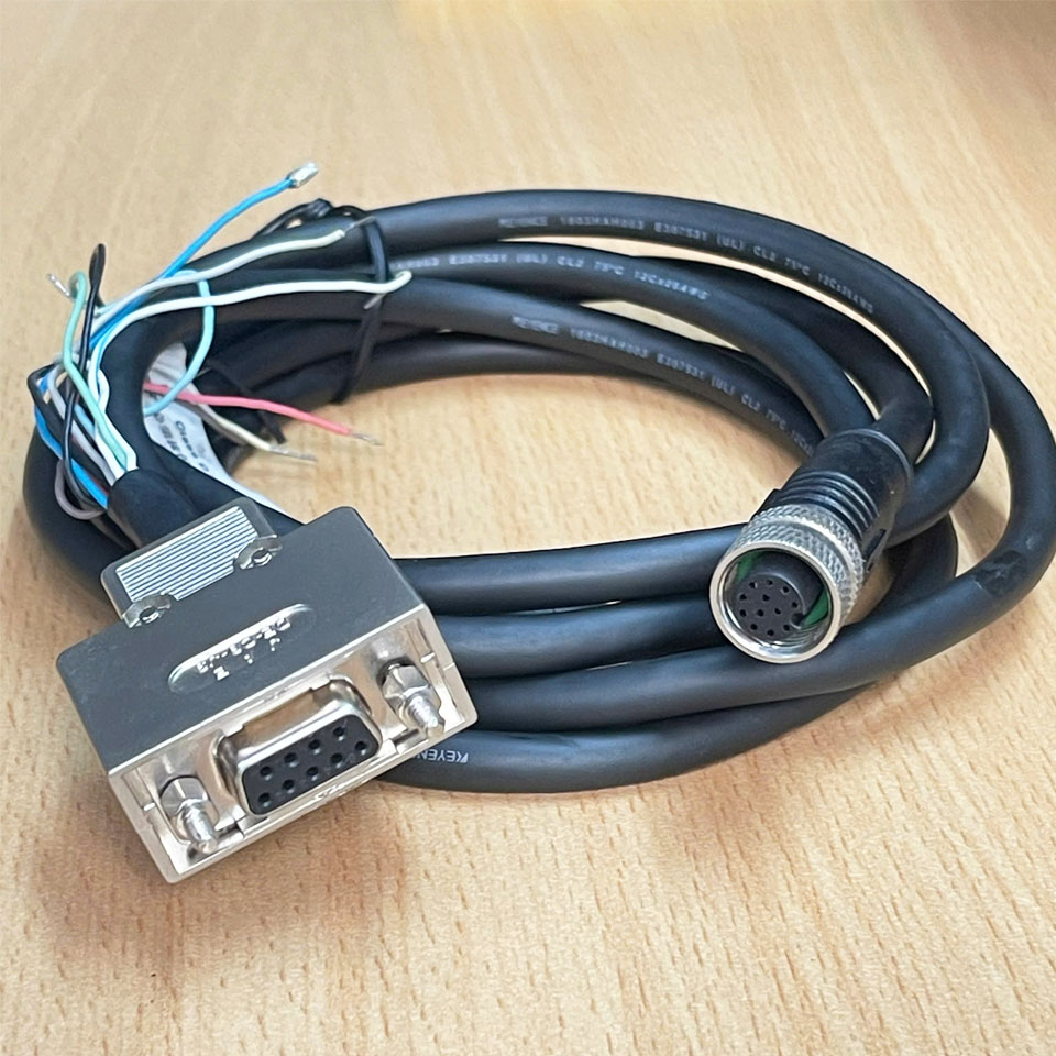 Cáp Điều Khiển KEYENCE 1603HAH003 Dài 2M Cable M12 A-Coded 12 Pin Female to RS232 DB9 Female For Keyence IV3, Cognex in -Sight Omron Microscan V430 7000 Sensor Camera Reader