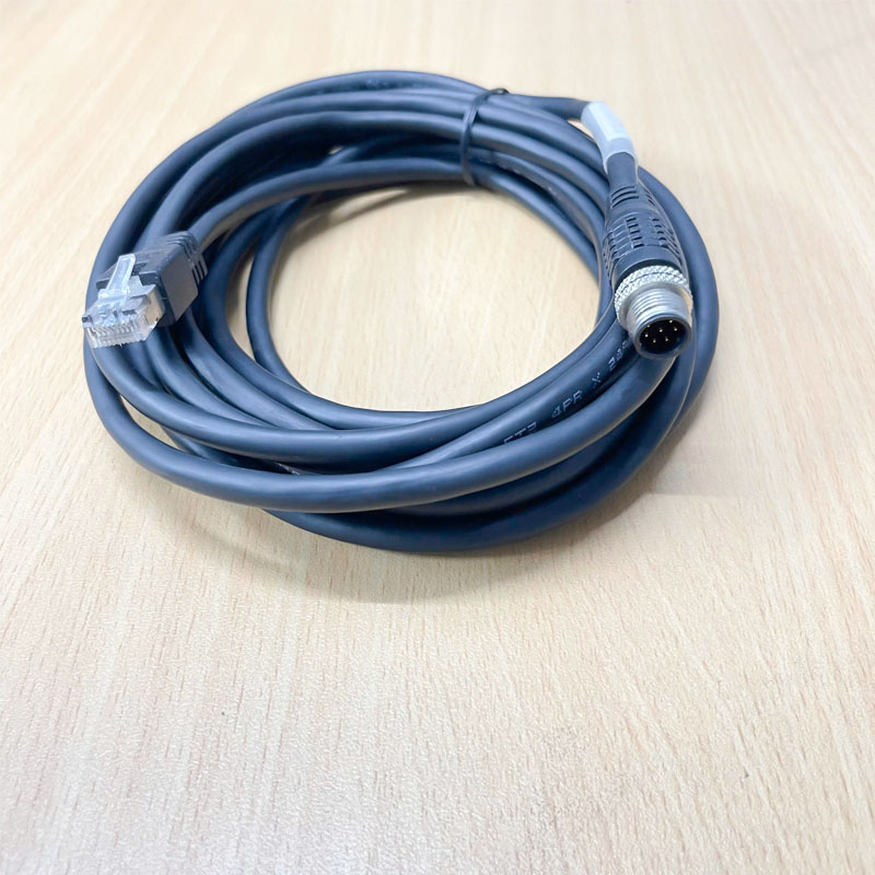 Cáp M12EN-M8SR-5M D202009 Dài 5M M12 A-Code 8 Pin Male to RJ45 Ethernet Cable For Cognex Industrial Barcode Camera Reader Hàng Original Theo Thiết Bị
