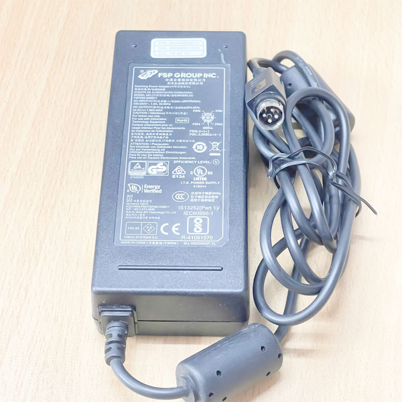 Adapter 54V 1.66A 90W Original FSP Group Inc FSP090-DMBC1 For Cisco SG300-10 10 Port Gigabit Managed Switch Connector Size 4PIN Mini Din 10mm