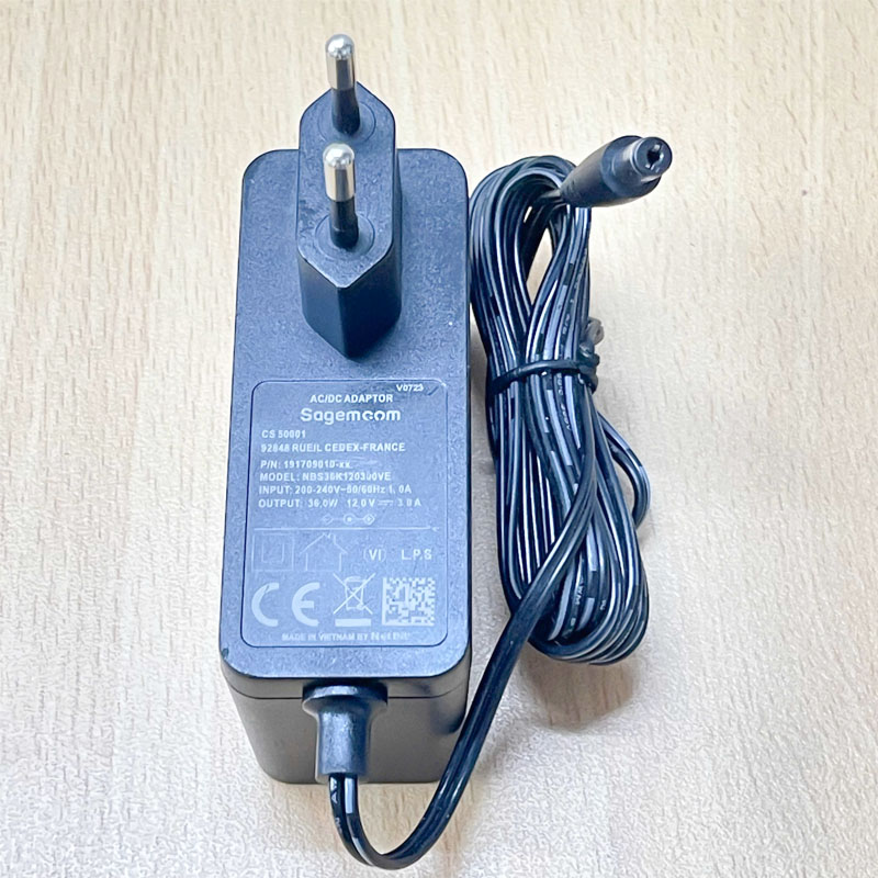 Adapter 12V 3A 36W Sagemcom NBS36K120300VE Connector Size 5.5mm x 2.1mm