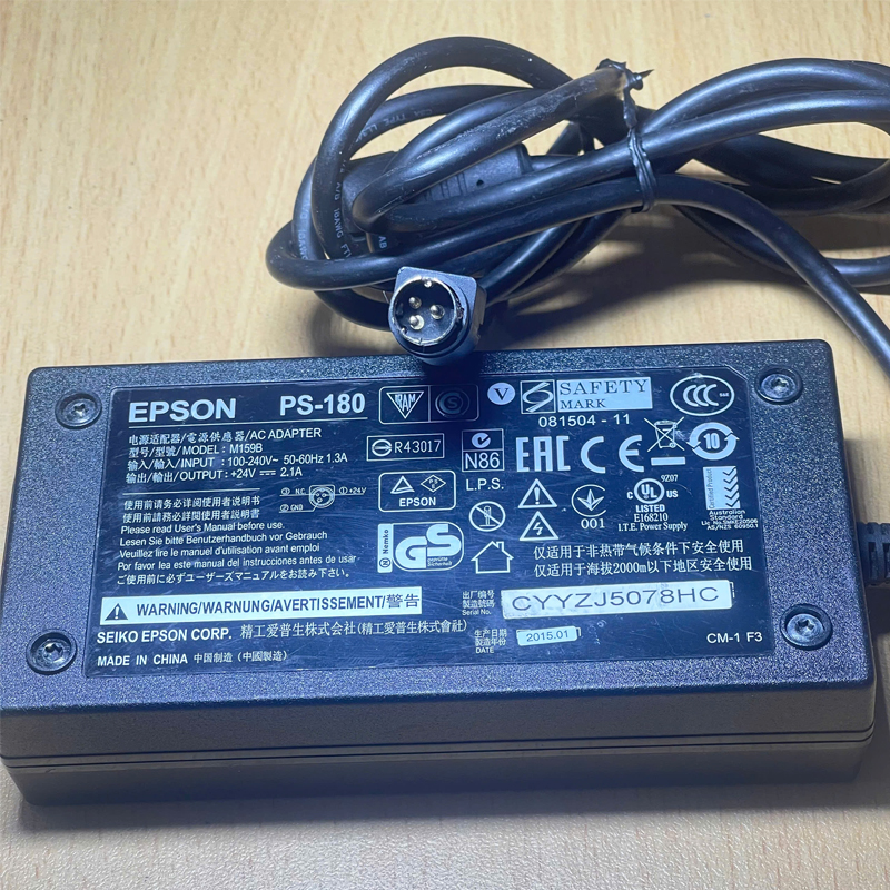 Bộ đổi nguồn Adapter 24V 2.1A EPSON PS180 M159B Chân cắm Connector 3Pin Mini Din 10mm for Epson PS-180 PS-170 PS-150 PSA242 C32C825343 M159A M159B M235A M129C TM-T88II TM Series T88III POS Printer