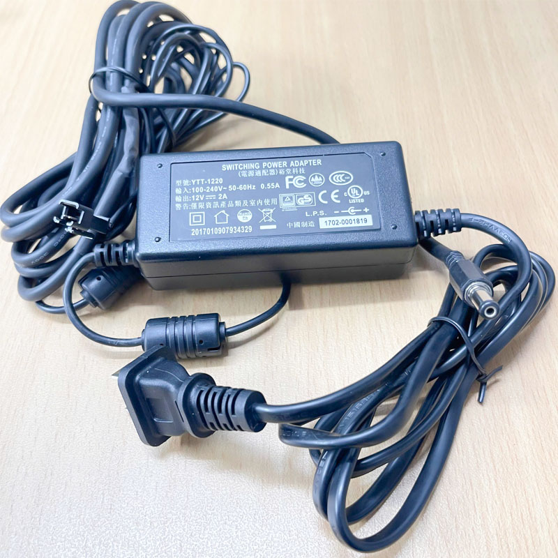 Adapter 12V 2A 24W YT-1220 Connector Size 5.5mm x2.1mm & 2 Pin Male JST SM 2.5mm