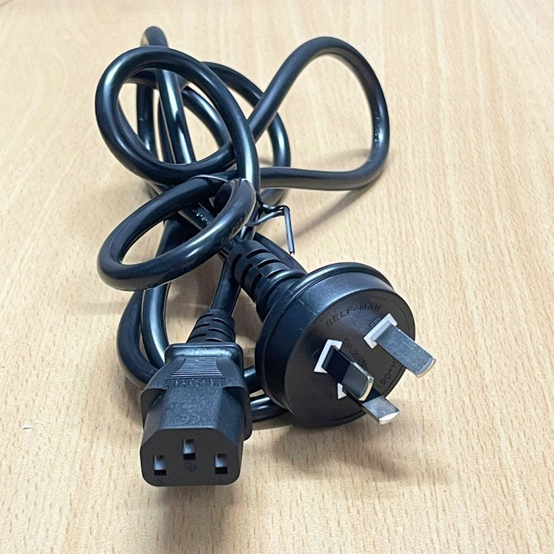 Dây Nguồn Australia & China Chuẩn 3 Chân Chéo Tam Giác SELF MAN SH-051 SH-006 10A 250V AC Power Cord GB2099 to C13 10A 250V 3X0.75mm Dài 1.8M