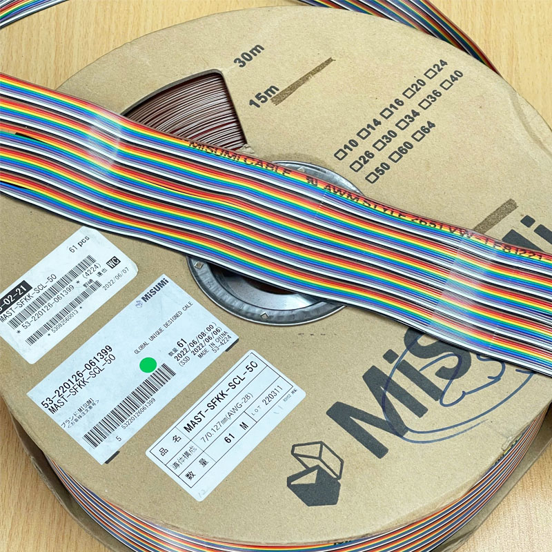 Cáp Bẹ Nhiều Mầu MISUMI IDC 50 Pin Dài 1M Rainbow Color Flat Ribbon Cable 50 Wire  7/0127mm AWG-28 300V Ribbon Cables - Rainbow Intermittently UL Standard