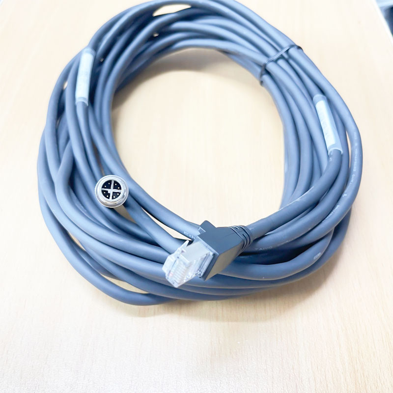 Cáp XC-M12EN-M8SR-10M-R Cable M12 X-Coded 8 Pin Male to RJ45 Ethernet TAIYO E67647-WH AWM 20276 80°C 30V VW-1 4PX26AWG LF KUBON CABLE For Cognex Camera