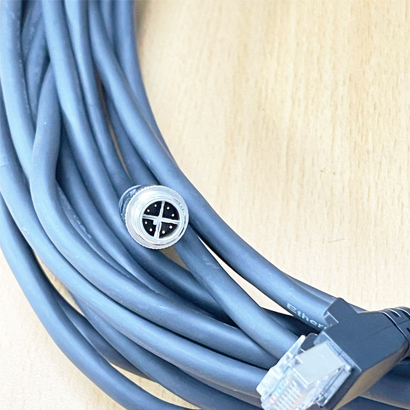 Cáp XC-M12EN-M8SR-10M-R Cable M12 X-Coded 8 Pin Male to RJ45 Ethernet TAIYO E67647-WH AWM 20276 80°C 30V VW-1 4PX26AWG LF KUBON CABLE For Cognex Camera
