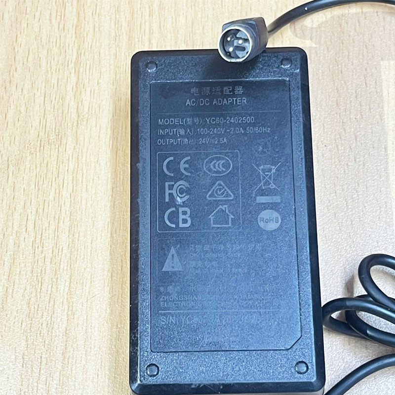 Adapter 24V 2.5A YC60-2402500 Connector Size 3 Pin Mini Din 10mm For Printer POS Printer Accessories.