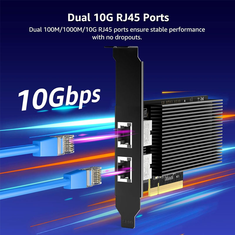 Card mạng Intel V540-T2 PCI-Express x8 DUAL PORT 10G X540-T2 Intel Chipset PCIe x8 Dual Copper RJ45 10Gbps Port Ethernet Network Card