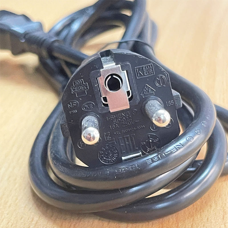 Dây Nguồn Máy Tính I-SHENG SP-022 IS-14N Chuẩn 2 Chân Tròn AC Power Cord Schuko CEE7 Euro Plug to IEC320 C13 16A 10A 250V 3x0.75mm Length 1.8M