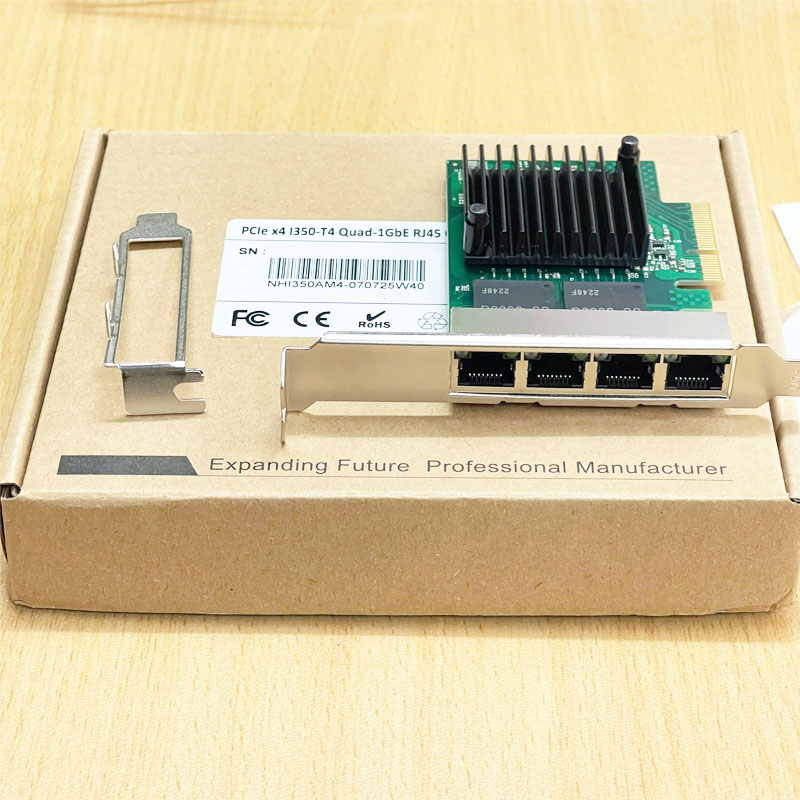 Card Mạng Intel I350-T4 RJ45 PCI-Express 4-Port Ethernet Server Adapter Gigabit PCIe x 4I350-T4 Quad-1GbE RJ45 Copper Server NIC