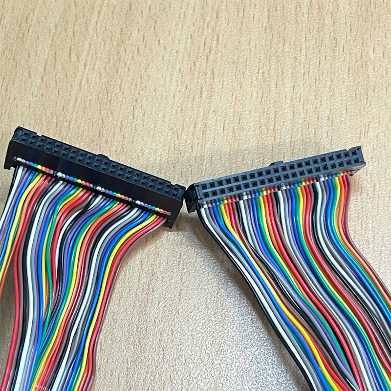 Cáp IDC Flat Ribbon Data Rainbow Color 40 Pin Female to Female 40 Pin FC 2*20 Pitch 2.54mm 28AWG 105°C 300V Length 50Cm For Machines, PLC, Digital I/O Terminal Block Board