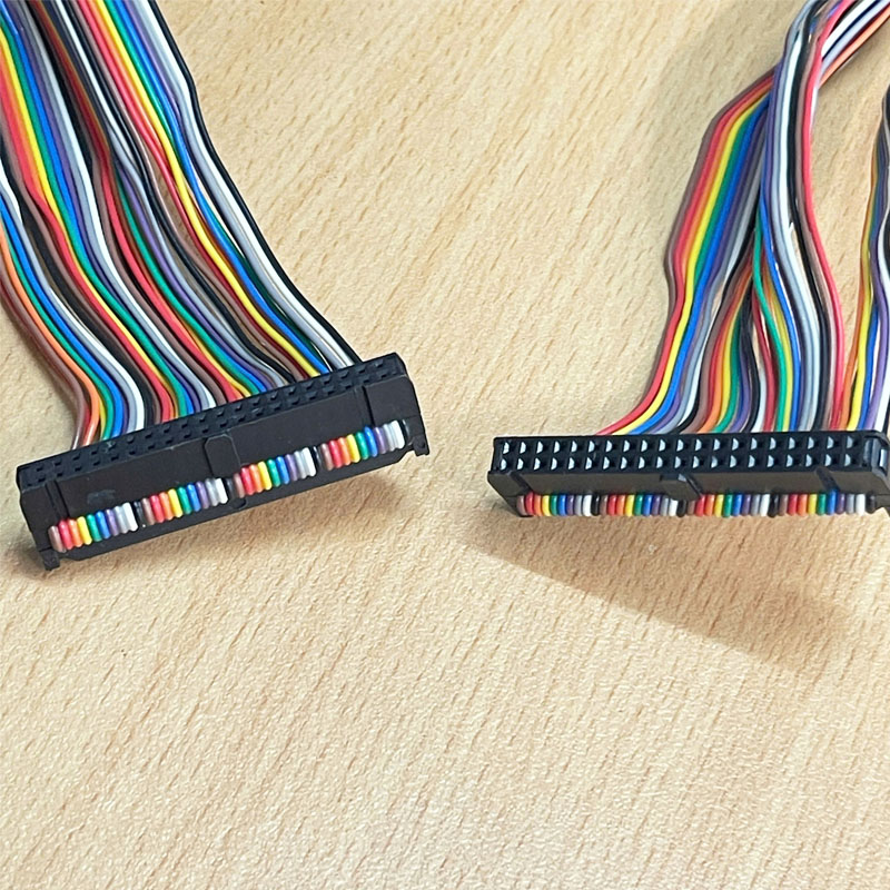 Cáp IDC Flat Ribbon Data Rainbow Color 40 Pin Female to Female 40 Pin FC 2*20 Pitch 2.54mm 28AWG 105°C 300V Length 50Cm For Machines, PLC, Digital I/O Terminal Block Board