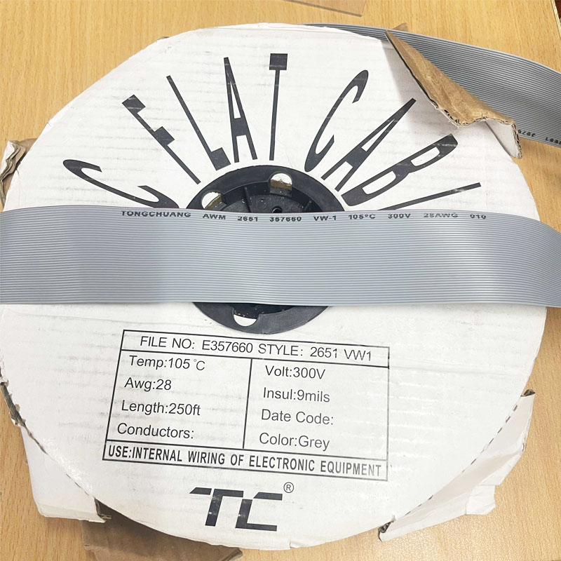 Cáp Điều Khiển IDC 40 PinFlat Ribbon E357660 TONGCHUANG AWG28 Cable 1.27mm Pitch 40 Way Unscreened 50.8mm Width 28AWG 300V Length 75M
