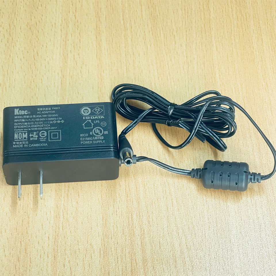 Adapter Ktec 12V 1.5A 18W KSA-18W-120150VU US Plug Power Cord DC Connector Size 5.5mm x 2.5mm