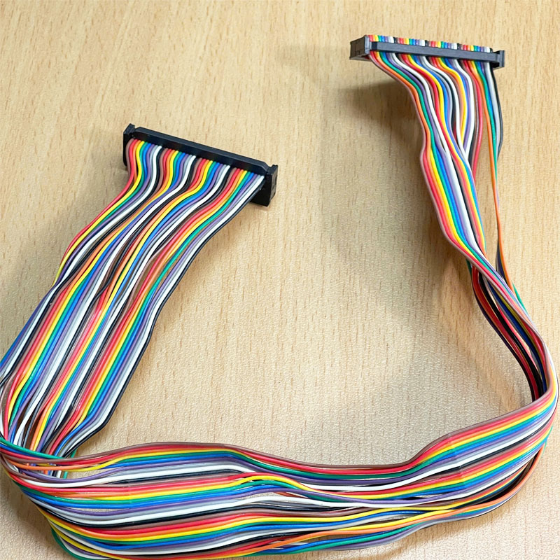 Cáp IDC Flat Ribbon Data Rainbow Color 40 Pin Female to Female 40 Pin FC 2*20 Pitch 2.54mm 28AWG 105°C 300V Length 50Cm For Machines, PLC, Digital I/O Terminal Block Board