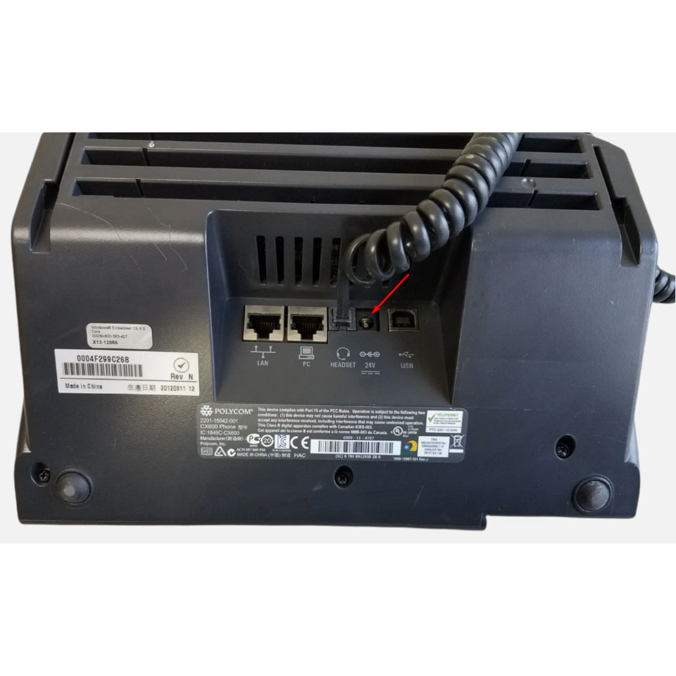 Adapter Polycom 24V 0.5A SPA12A24B Connector Barrel Tip 5.5mm x 2.1mm For Polycom VoIP Conference Phones and IP Desktop Phones SoundPoint CX500 CX600