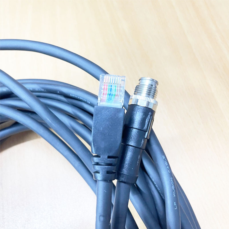 Cáp XC-M12EN-M8SR-10M-R Cable M12 X-Coded 8 Pin Male to RJ45 Ethernet TAIYO E67647-WH AWM 20276 80°C 30V VW-1 4PX26AWG LF KUBON CABLE For Cognex Camera