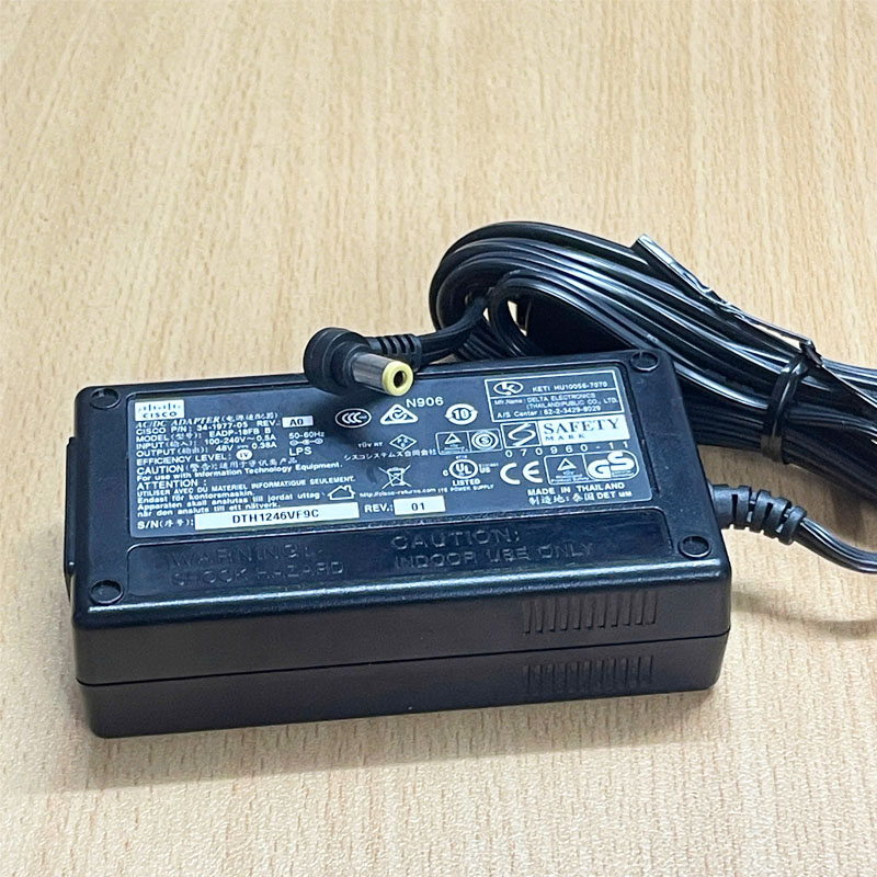 Chuyển Nguồn Chính Hãng Adapter Cisco 48V 0.38A EADP-18FB B Connector Tip Size 5.5mm x 2.5mm For Cisco Aironet 1810W Wireless AP