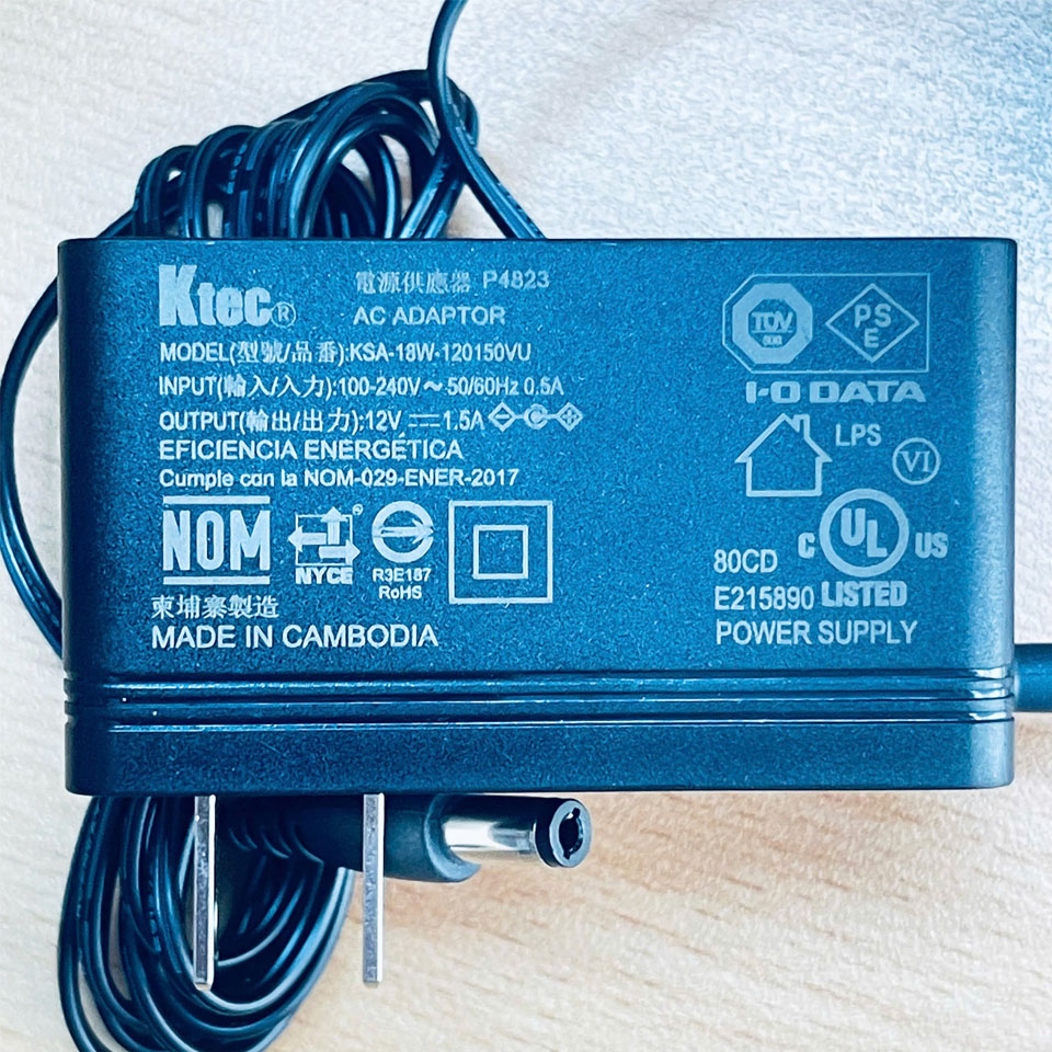 Adapter Ktec 12V 1.5A 18W KSA-18W-120150VU US Plug Power Cord DC Connector Size 5.5mm x 2.5mm
