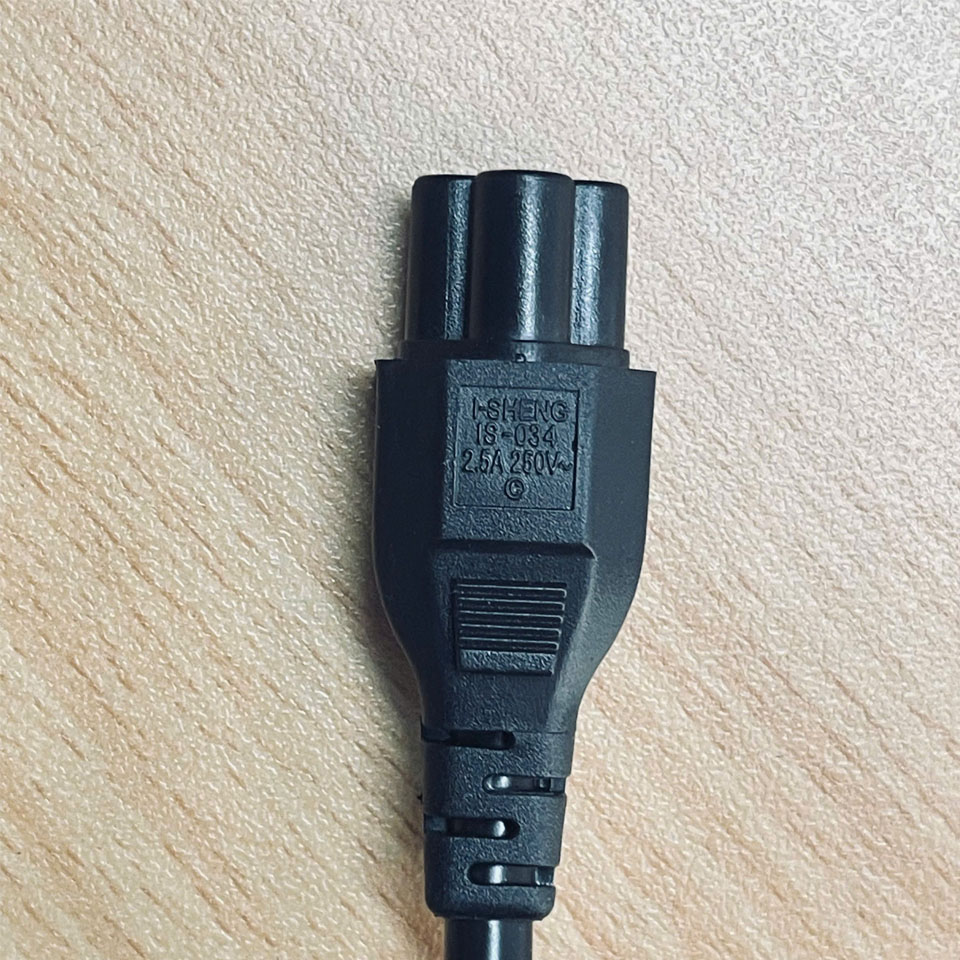 Dây Nguồn I-SHENG SP-023 IS-034 Chuẩn 2 Chân Đầu Tròn AC Power Cord Schuko CEE7 Euro Plug to C5 2.5A 250V Tiết Diện Dây Dẫn 3x0.75mm² Dài 1.8M