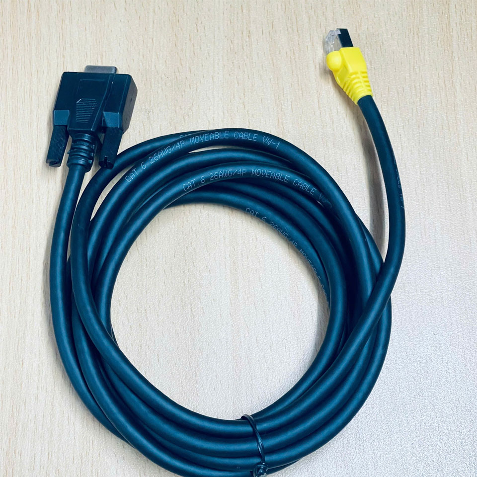 Cáp S6-L-T00-3.0 Cat6 Shielded S/FTP Black Cable RJ45 to DB9 Female Dài 5M For Inovance IS620P Series Servo 600P SV660N SV630P S6N S6F CN3 Port with Computer/HMI Communication Cable