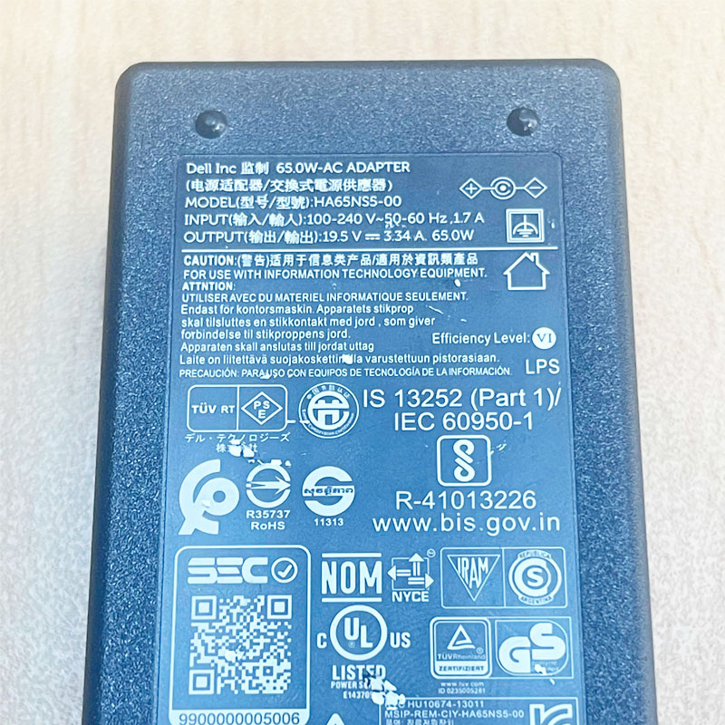 Chuyển Nguồn Adapter DELL 19.5V 3.34A 65W HA65NS5-00 Connector Size 4.5mm x 3.0mm For Laptop Dell