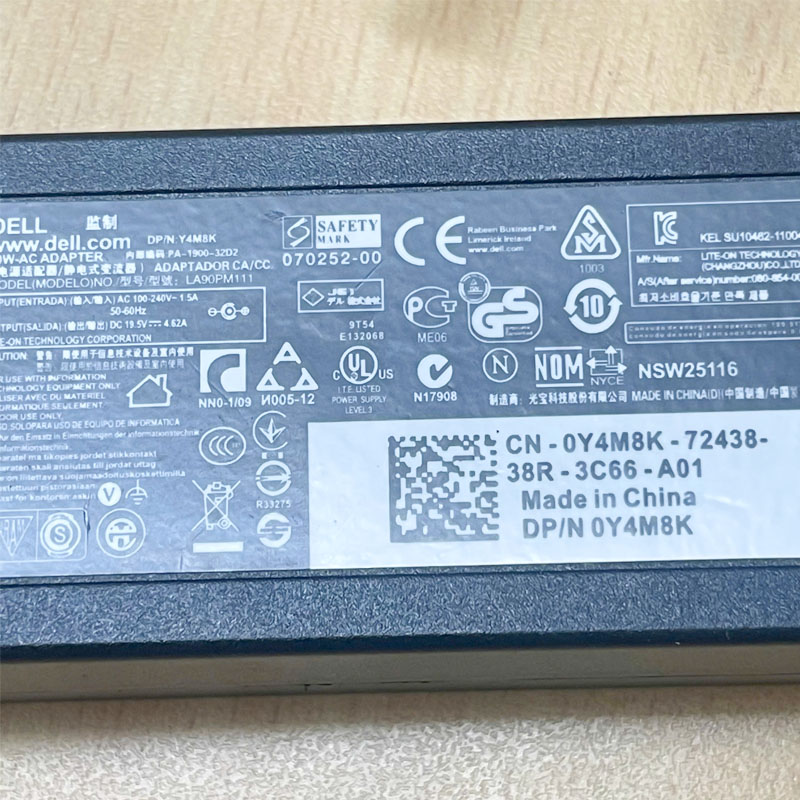 Adapter 19.5V 4.62A 90W Dell LA90PM111 Connector Size 7.4mm x 5.0mm For Notebook Desktop Dell