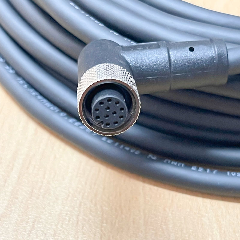 Cáp CM-M12I/O-F12SR-10M-R 6H/20221230-A Dài 10M Power and I/O Breakout Cable M12 A-Code 12 Pin Female 90 Degree to 12 Core Open End For Cognex Camera, Leuze Electronic Camera Version Systerm
