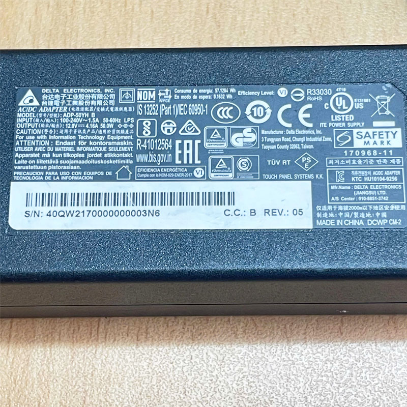 Adapter DELTA 12V 4.16A 50W ADP-50YH B Power Supply Connector Size 5.5mm x 2.1mm