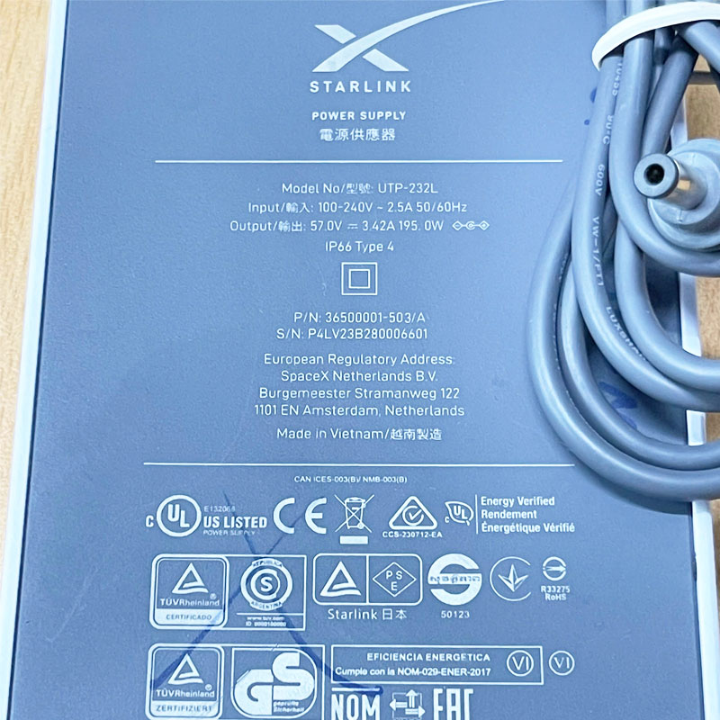 Adapter 57V 3.42A 195W STARLINK UTP-232L DC Size 5.5mm x 2.1mm dùng cho bộ định tuyến vệ tinh Starlink Gen 3 Dish