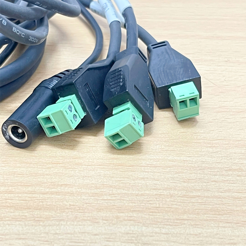 Cáp M12 12Pin chia chữ Y Terminal Blocks 2 Ways 2 Pin and DC for camera Industrial