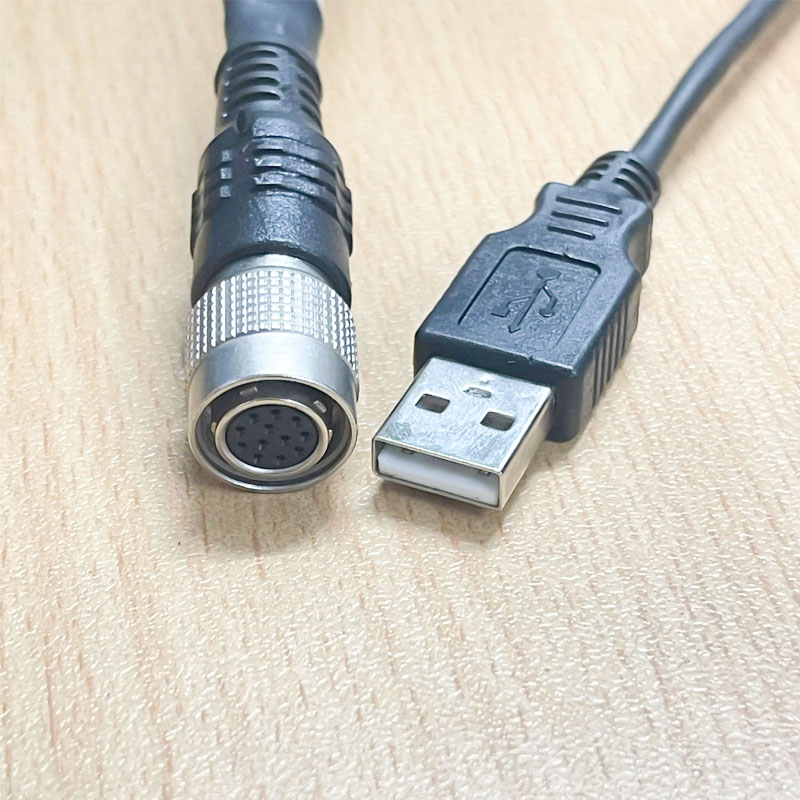 Cáp M12 12 Pin Hirose HR10A-10P-12S Female & USB2.0 to RS23 DB9 Female Cable Dài 10M For Microscope Camera Controller Box and Industrial Digital Camera