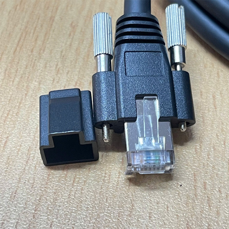 Cáp mạng công nghiệp mềm dẻo chịu gập độ đàn hồi tốt khi uốn cong GigE CAT6 Gigabit Ethernet RJ45 DrC S/STP Screw Locking Cable Dài 5M For Industrial Camera Gigabit Network Cable High Flex Fixed
