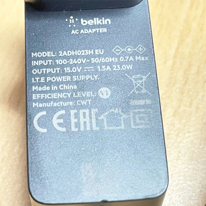 Chuyển Nguồn Adapter 15V 1.5A Belkin 2ADH023H EU Connector Size 5.5mm x 2.5mm
