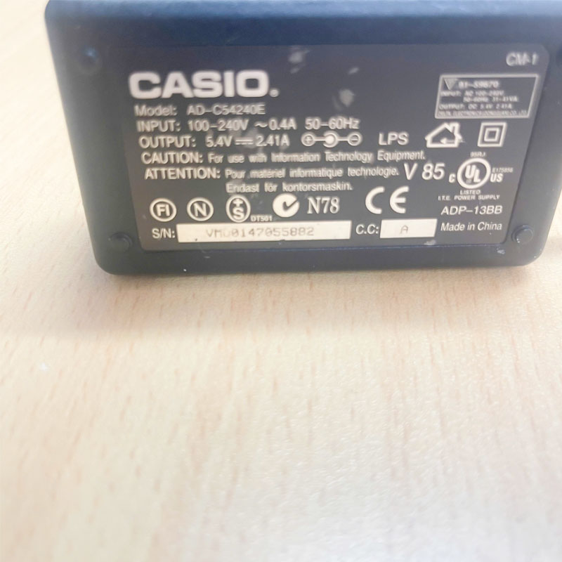 Adapter 5.4V 2.41A CASIO AD-C54240E Connector Size 2.5mm x 1.0mm Hàng Original Đã Qua Sử Dụng For Camera Battery Charger Power Supply Cord