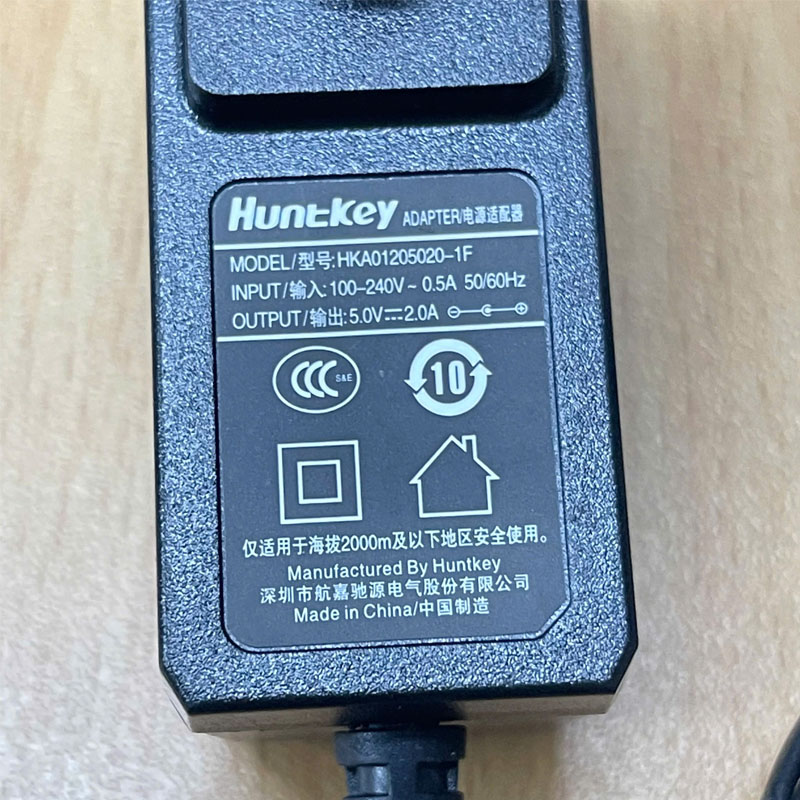 Adapter 5V 2A 10W Huntkey HKA01205020-1F US Plug Connector Tip Size 5.5mm x 2.1mm For IP Telecom Systems, HDMI over Ethernet Cable