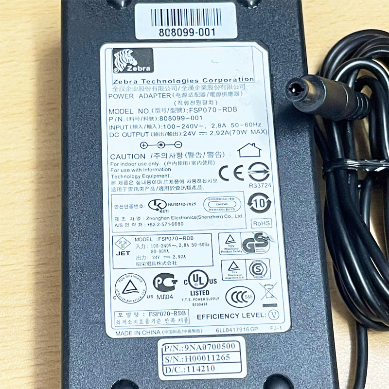 Bộ Chuyển Nguồn Adapter ZEBRA 24V 2.92A 70W FSP070-RDB Connector Size 6.3mm x 3.0mm For Zebra Printer Power Supply Charger GK420 GX420 GK430 ZD410 ZD420 ZD620 ZXP3