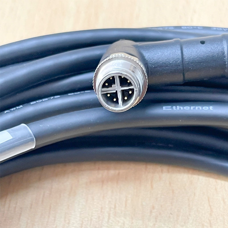 Cáp XC-M12EN-M8SR-10M-R 6H 20221230-A Dài 10M Cable M12 X-Coded 8 Pin Male 90 Degree to RJ45 GigE Vision CAT6 High Flex Ethernet Cable TAIYO E67648-WH 4P X 26AWG For Machine Vision Cognex DataMan 150/260 Series