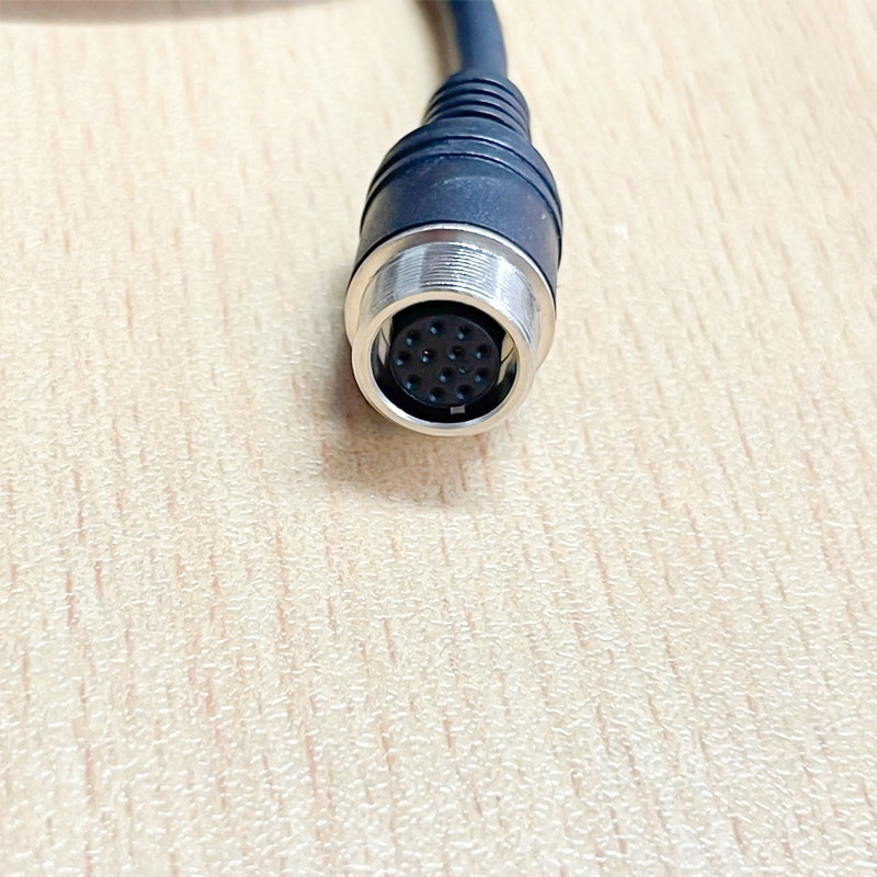 Cáp M12 12 Pin Connector Hirose HR10A-10TPA-12S(73) 12 Pin Male to 12 Core Open End Dài 0.5M