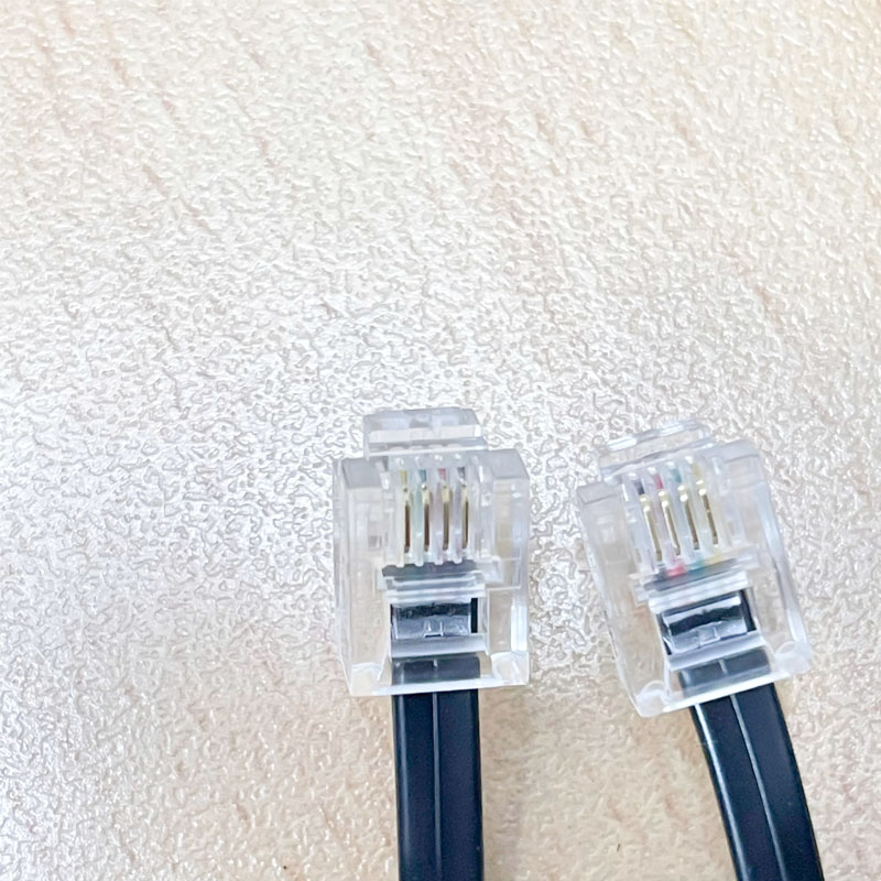 Cáp Modem, Fax, Phone DC080000080 112666-008 RJ11 6P4C to RJ11 6P4C 4 Wire Interconnect Telephone Crossover Cable Flat Black Length 2M