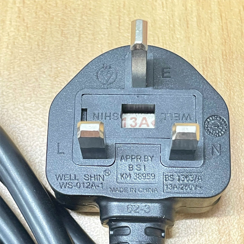 Dây nguồn WELL SHIN WS-012A-1 WS-002F AC Power Cord BS1363 UK to IEC60320 C19 13A 16A 250V 3x1.5mm² 16AWG Dài 2.4M