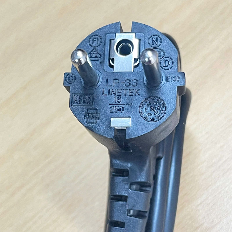 Dây Nguồn 2 Chân Tròn LINETEK LP-33 LS-60 AC Power Cord Europe Plug Schuko CEE 7/7 90 Degree to IEC320 C13 10A 250V 3x0.75mm 18AWG Dài 1.8M