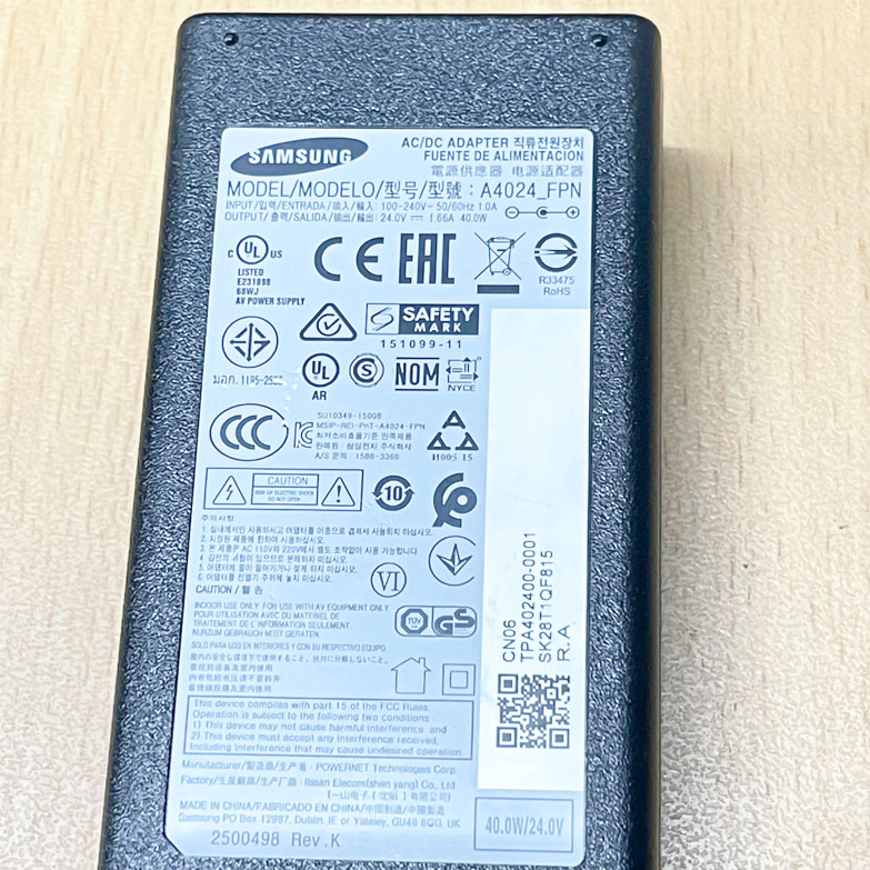 Chuyển nguồn Adapter SAMSUNG 24V 1.66A 40W DC Size 6.5mm x 4.4mm for  for Samsung Soundbar