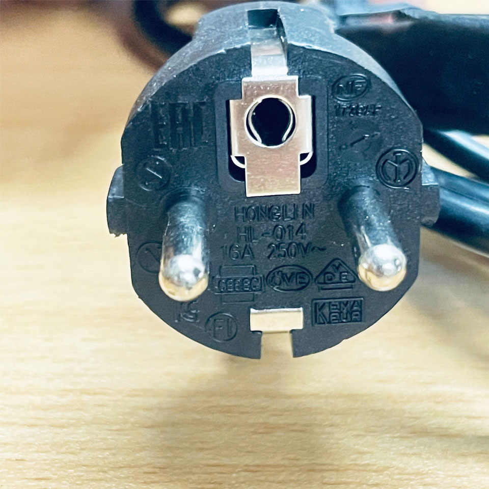 Dây Nguồn HONGLIN HL-014S HL-052 Chuẩn Cắm Điện 2 Chân Tròn AC Power Cord Schuko CEE7 Euro Plug to C5 2.5A 250V 3x0.75mm² Dài 0.9M